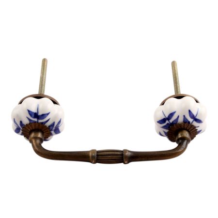 Blue Leaf Medium Ceramic Bridge Handle
